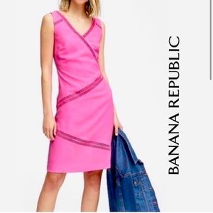 Banana Republic Pink Lace Detail Shift Dress Size 2